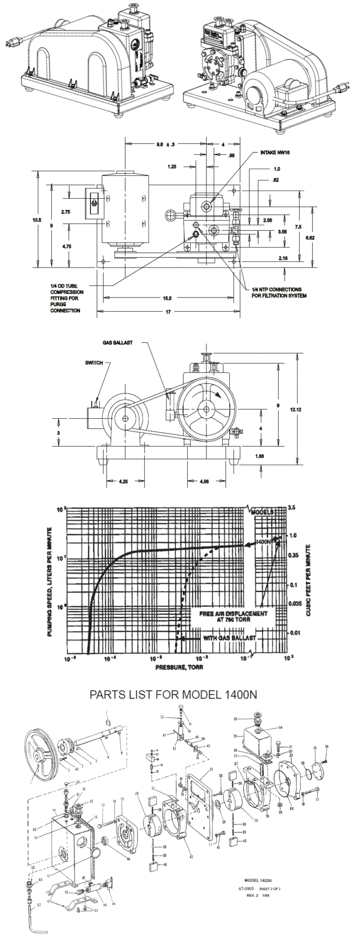 Welch ChemStar 1400N 0.9 cfm 0.1 Micron Belt Drive 2-Stage Pump - Image 2