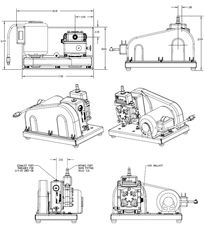 Welch 1400 DuoSeal 0.9 cfm 0.1 Micron Belt Drive Dual-Stage Pump - Image 4
