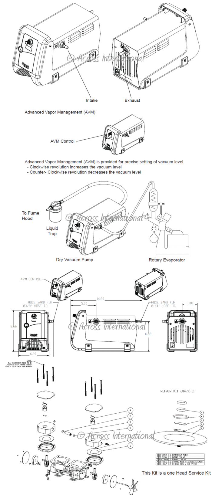 Welch 2034 0.9 cfm DryFast 2-Head Diaphragm Chemical Duty Pump - Image 2