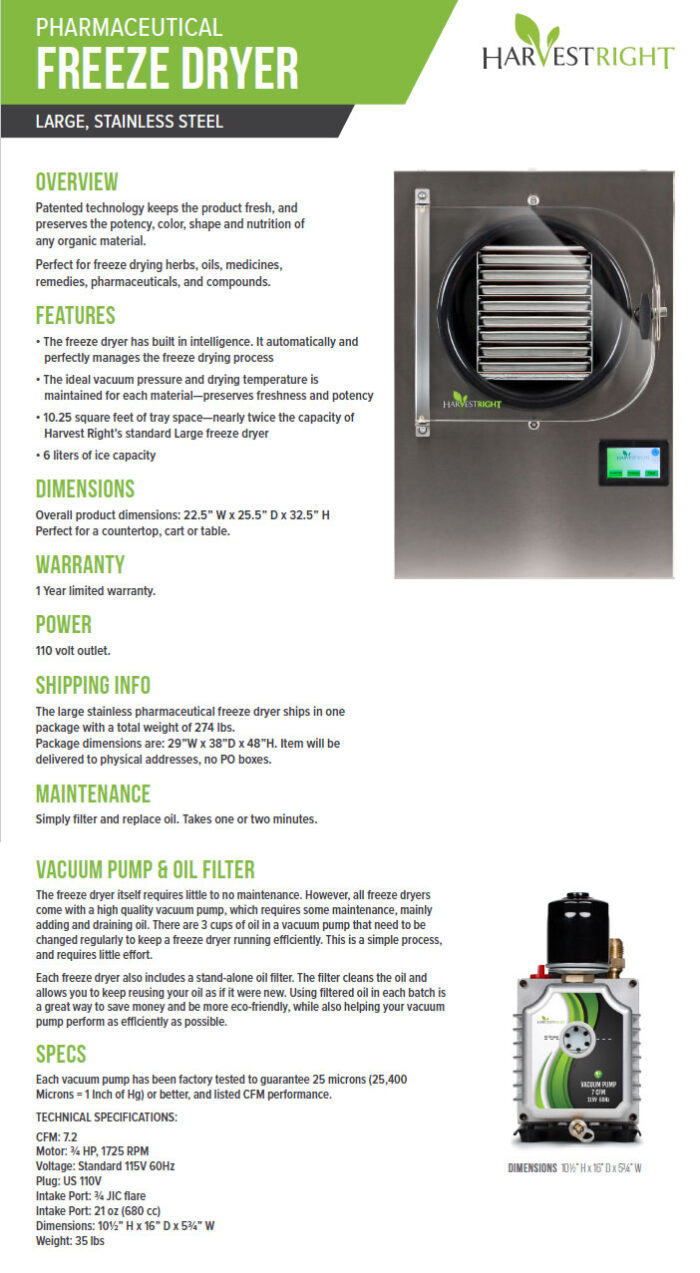 Harvest Right PHARMACEUTICAL Large Freeze Dryer w/ 7.2 cfm Pump - Image 3