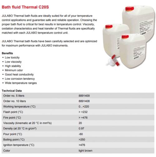 Julabo C20S +220°C Thermal Bath Fluid - 10L