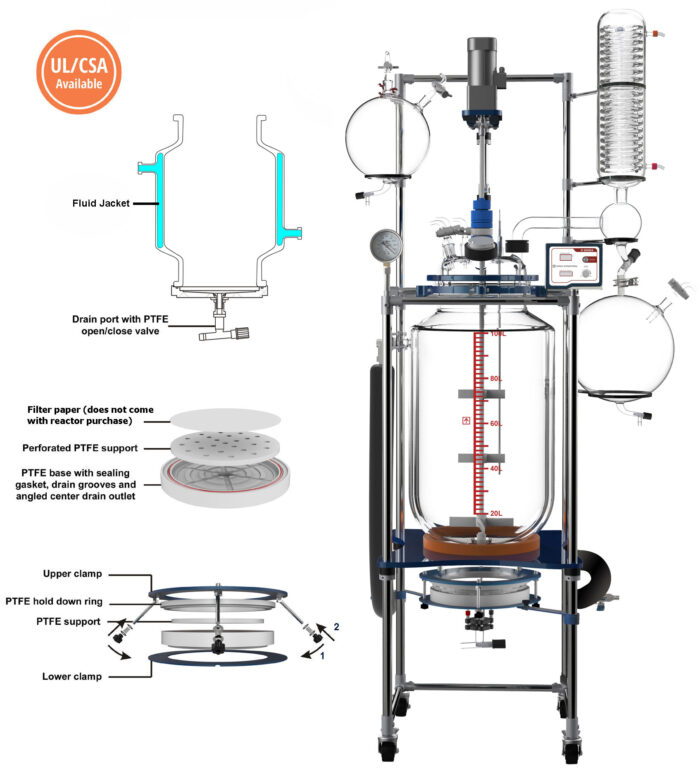 Ai 100L Single Jacketed Filter Glass Reactor - Image 2